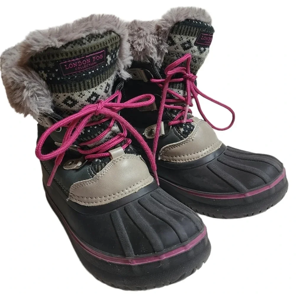 LONDON FOG Girls Tottenham Cold Weather‎ Warm Lined Snow Boot Size 4